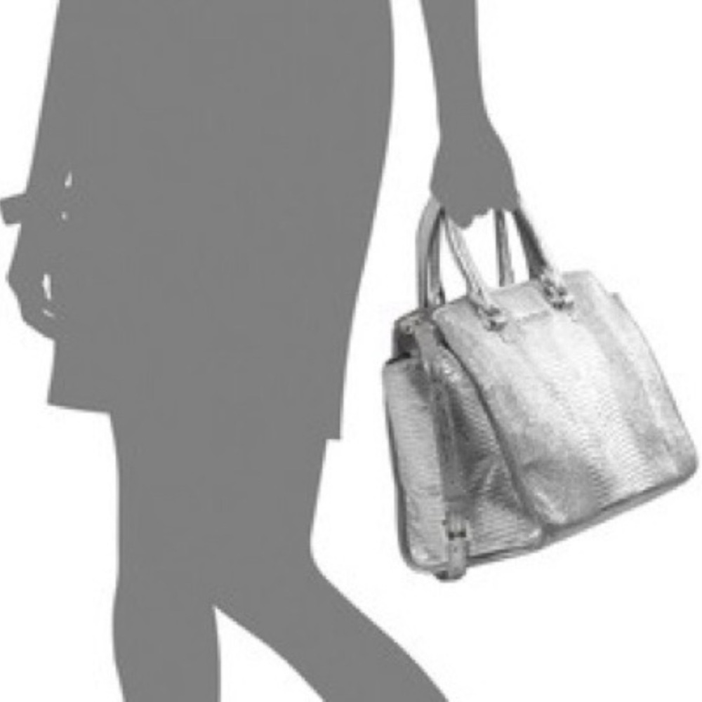 Michael Kors Large Silver Selma Satchel Leather